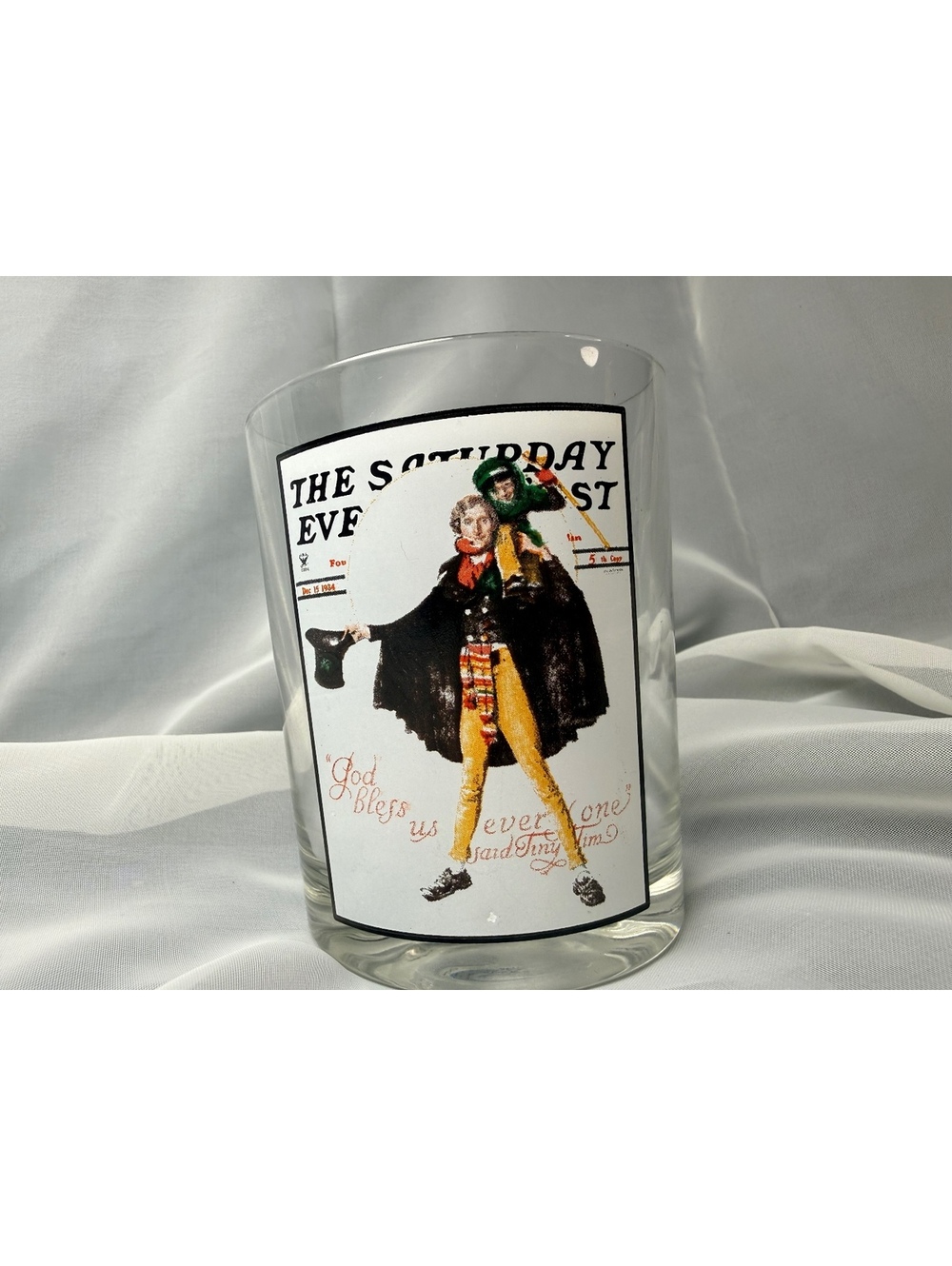 BP Norman Rockwell Christmas Tumbler God Bless Us Everyone Glass